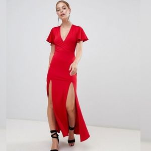 Miss Selfridge Petite V Neck Maxi Dress